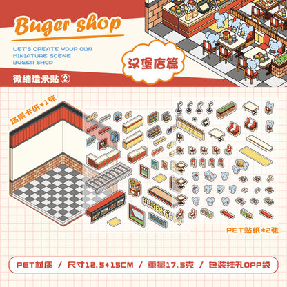 Miniature Scene Sticker - Burger Shop (Version 2.0)