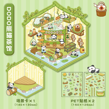 Cartoon Stress-Relief Scene Sticker - DODO Panda Tea House